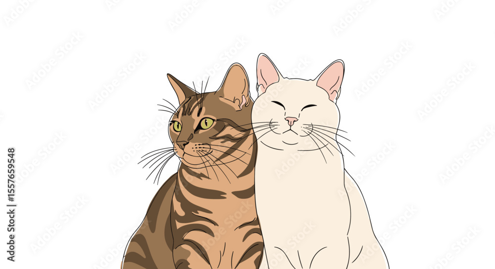 Fototapeta premium Two Adorable Feline Companions Posing Together for a Charming Portrait