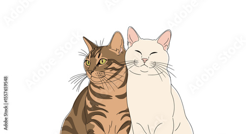 Two Adorable Feline Companions Posing Together for a Charming Portrait