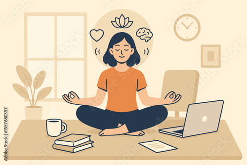 Office Meditation Yoga Break for Stress Relief, Mental Health, Emotional Balance, Mindfulness at Work, Productivity Boost, Wellness Routine, Calm Workspace, Healthy Lifestyle, Focused Thought Process