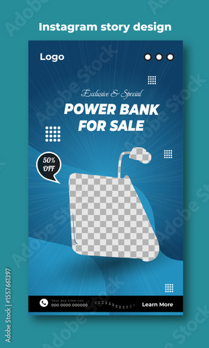 Exclusive and special power bank for sale social media post and instagram story design template