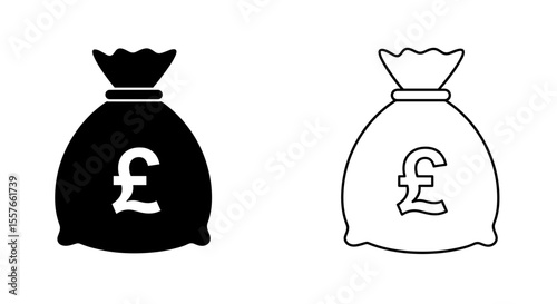 Two sacks with the pound sign, one filled and one outlined, on a white background
