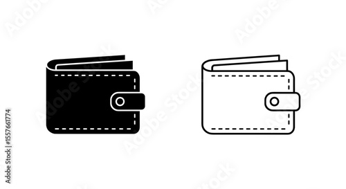 Illustration showing two wallets one black and one white with button closure detailings
