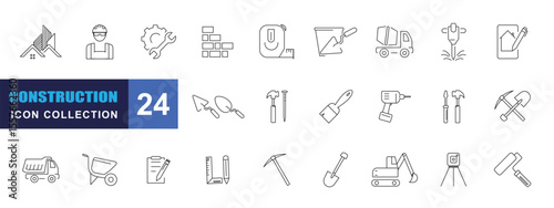 collection of icon construction, editable stroke.
