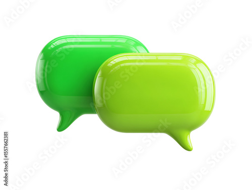 Green glossy speech bubbles conversation dialogue communication