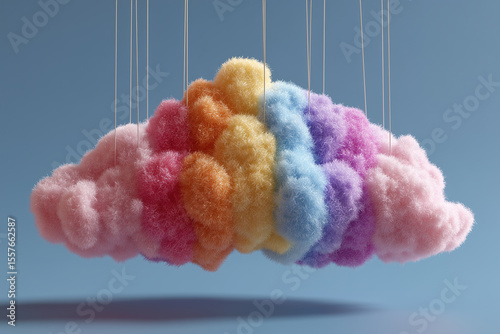 Rainbow cloud: An image of a colorful fluffy cloud, capturing the lighthearted mood.