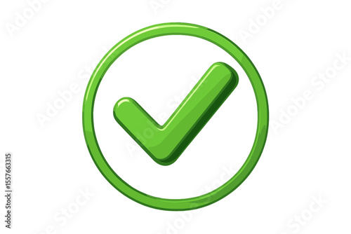 Realistic 3D green check mark vector icon. Tick symbol in a glossy circle, isolated on white background. Yes sign for success, approval, confirmation, and accepted concepts.
