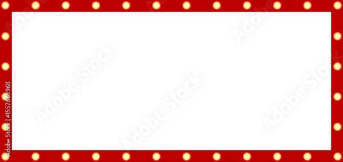 Retro rectangle light frame border. Red shining billboard