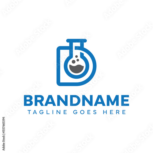 Letter D Lab Flask Logo, symbolizing science, innovation, and experimentation
