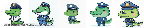 cute crocodile icon set