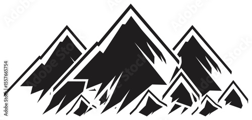 Abstract Black Mountain Peaks Silhouette Illustration.