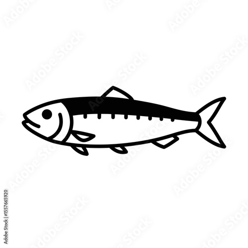 Simple black and white drawing of a mackerel fish silhouette