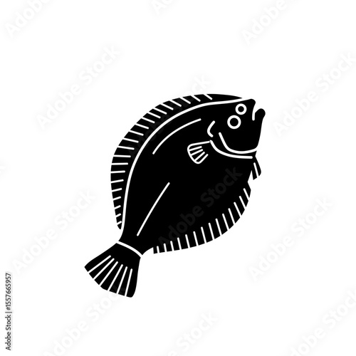 Silhouette illustration of a flatfish with details