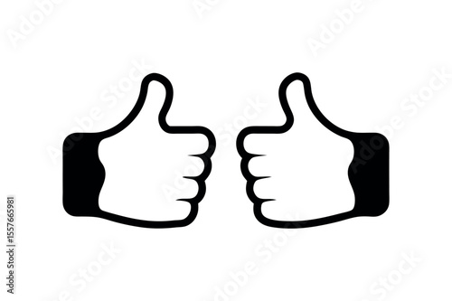 Thumbs Up Double Positive Feedback, Agreement, Approval, Support, Success Icon Illustration