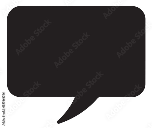 A classic, bold black speech bubble with rounded corners and a pointed tail, set against a clean white background.