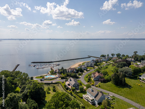 Glen Cove NY Waterfront Real Estate Sought After Beach Community Drone Photos Luxury Homes Coastal Living