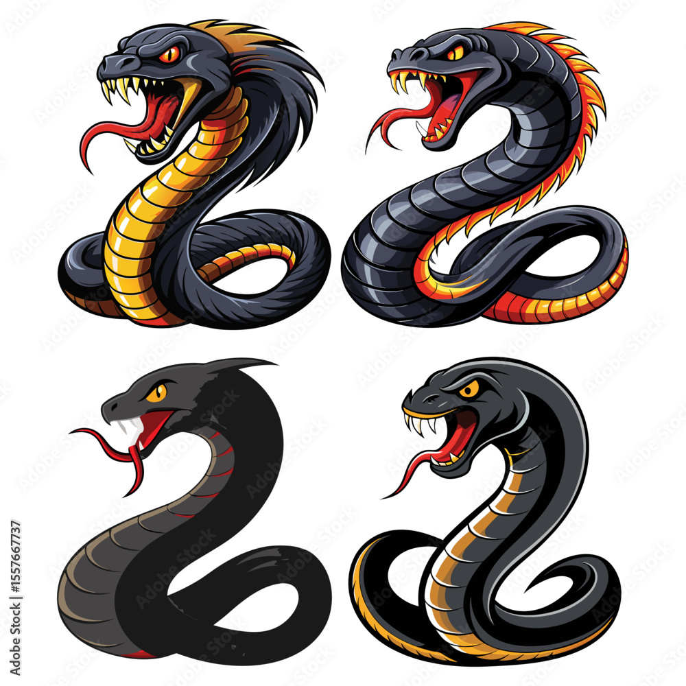 Obraz premium vector illustration of a cartoon snake