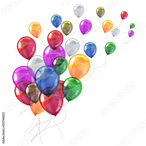 Colored helium group balloons fly up