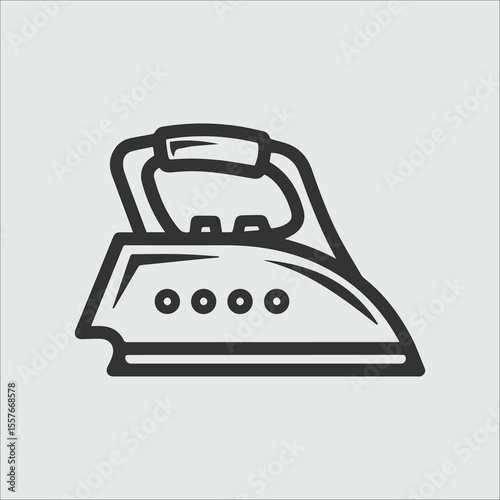 Simple outline icon of a modern electric clothes iron on a light gray background