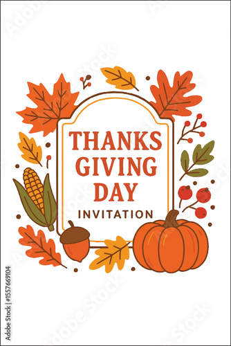 Thanksgiving Day Invitation Label Design
