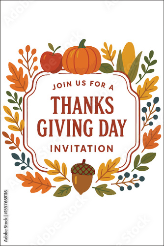 Thanksgiving Day Invitation Label Design