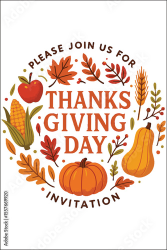 Thanksgiving Day Invitation Label Design