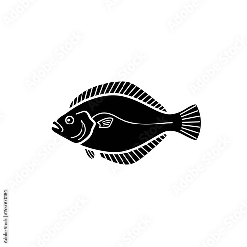 Stylized black silhouette of a flatfish profile