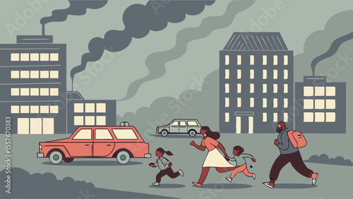 megacity during air raid