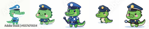 cute crocodile icon set