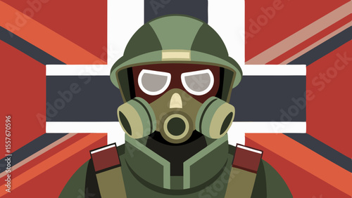 military soldier with gas mask vector