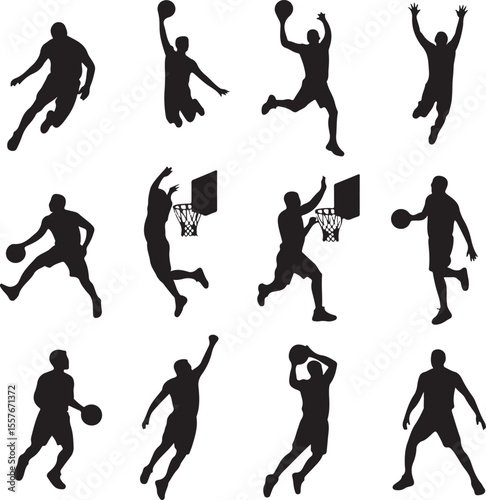 Basketball Dunk Silhouette in Action

Player Dribbling the Ball Vector Design

Slam Dunk Sports Silhouette Scene

Street Basketball Game Silhouette Art

Basketball Shooter in Motion Vector