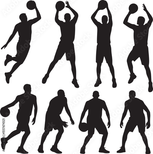 Basketball Dunk Silhouette in Action

Player Dribbling the Ball Vector Design

Slam Dunk Sports Silhouette Scene

Street Basketball Game Silhouette Art

Basketball Shooter in Motion Vector