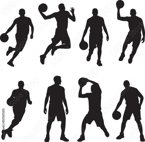 Player Dunking Basketball Silhouette

Basketball Dribbling Action Vector

Jump Shot Silhouette of Basketball Player

Basketball Hoop and Ball Vector Art

Fast Break Basketball Scene Silhouette