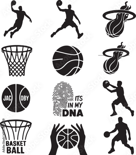Player Dunking Basketball Silhouette

Basketball Dribbling Action Vector

Jump Shot Silhouette of Basketball Player

Basketball Hoop and Ball Vector Art

Fast Break Basketball Scene Silhouette