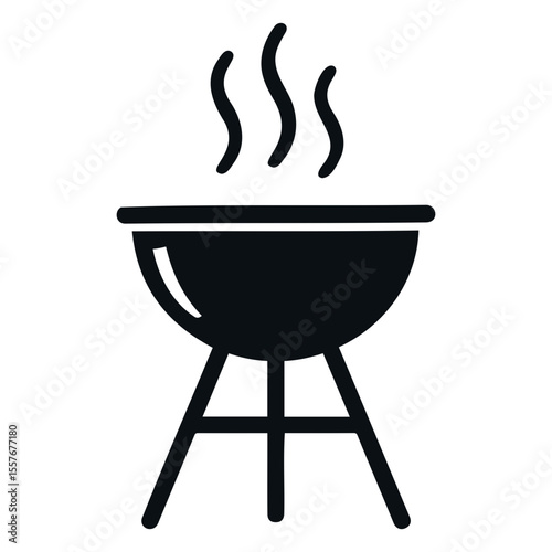 Barbecue grill with visible smoke top view graphic