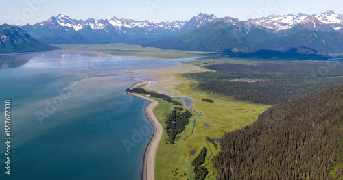Aerial view of Lake Clark National Park in Alaska
