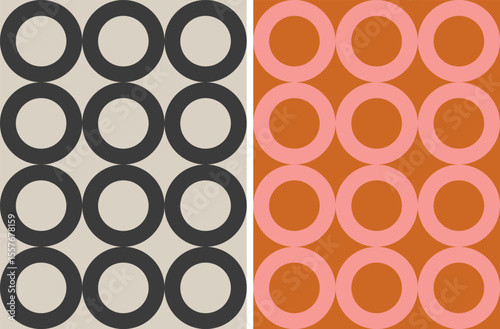 Vector set retro simple geometric seamless patterns in retro style. Vintage abstract geometric pattern in Art deco style.