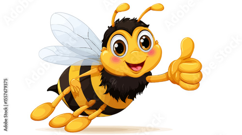 bee cartoon waving