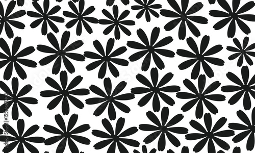 seamless pattern with flowers, Seamless floral pattern with vintage black flowers and geometric textile design