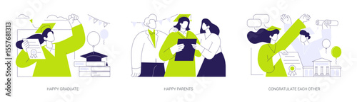 Happy graduates isolated cartoon vector illustrations se