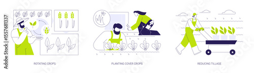 Sustainable agriculture practices isolated cartoon vector illustrations se