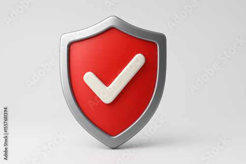 3D red shield with white check mark