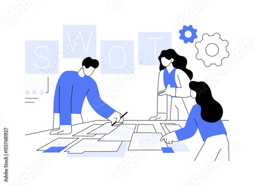 SWOT analysis isolated cartoon vector illustrations.