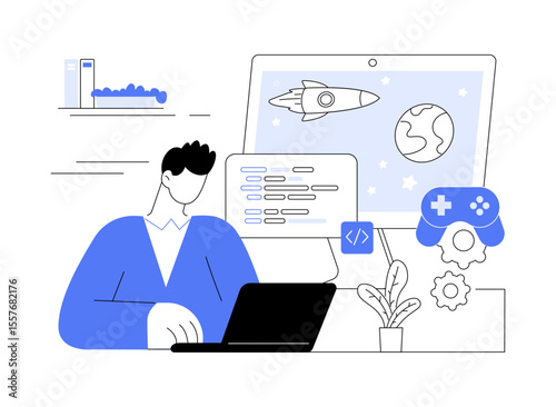 Online game development isolated cartoon vector illustrations.