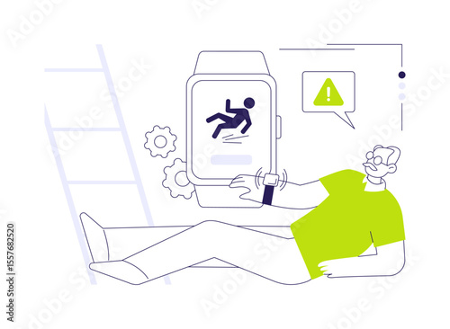 Smartwatch fall detection abstract concept vector illustration.