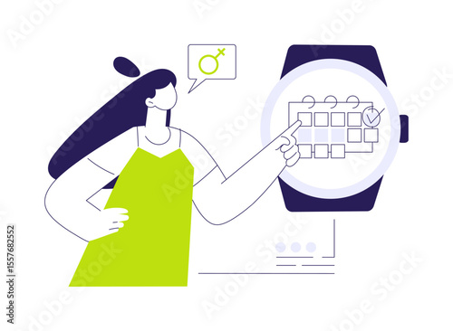 Smartwatch female health tracking abstract concept vector illustration.