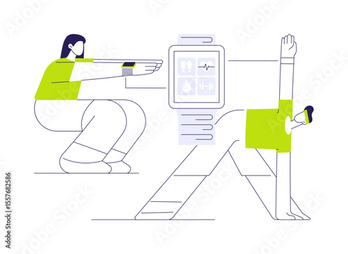 Smartwatch activity tracking features abstract concept vector illustration.