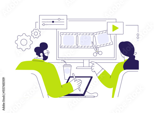 Video editing software abstract concept vector illustration.
