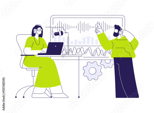 Music production software abstract concept vector illustration.