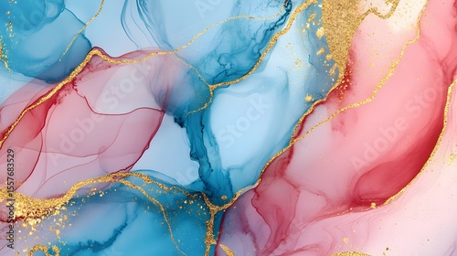 Wallpaper Mural Abstract Alcohol Ink Painting Blue Pink Gold Torontodigital.ca