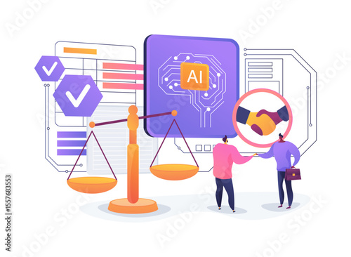 AI-Driven Conflict Resolution Systems abstract concept vector illustration.